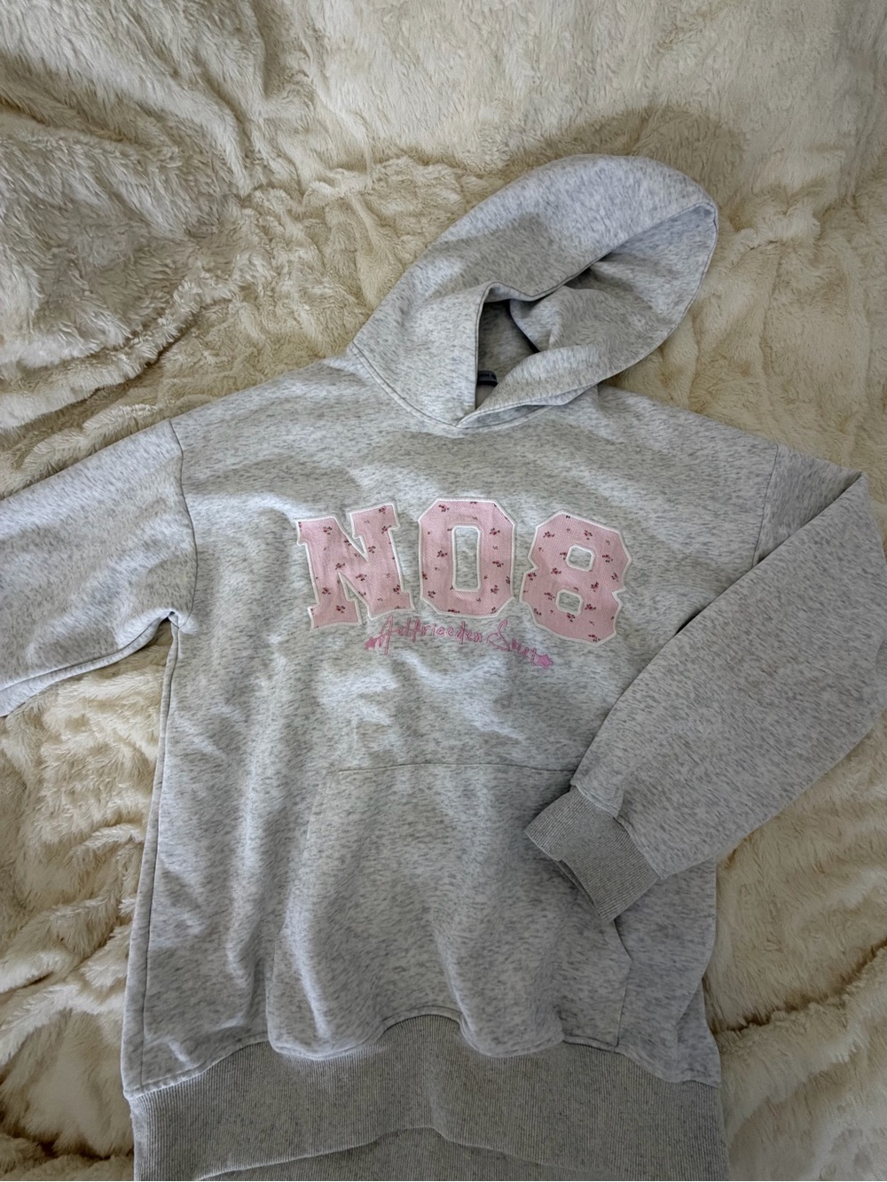 Aelfric Eden Grey Hoodie with Pink N08 Accent